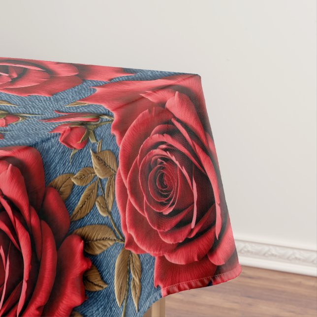 Samtrote Rosen  Tischdecke (Beispiel)