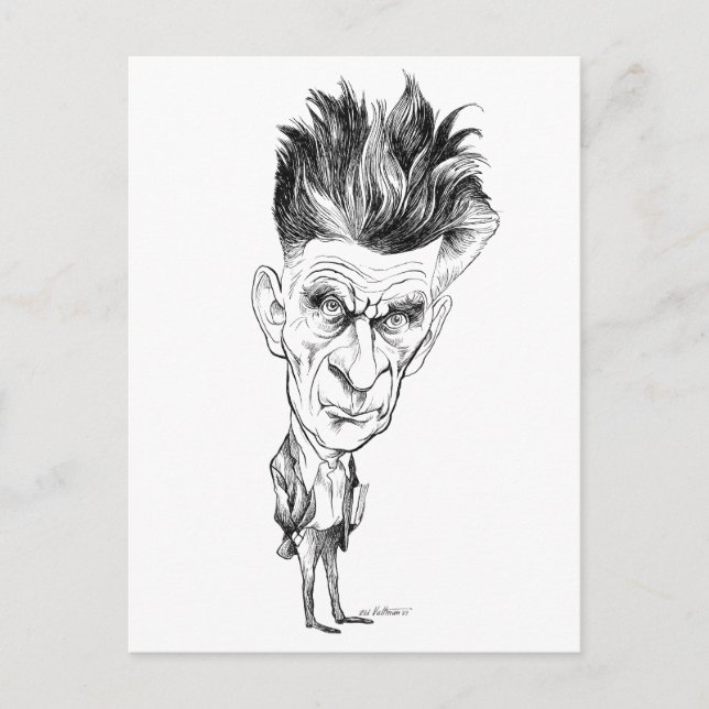 Samuel Beckett Caricature von Edmund S Valtman Postkarte (Vorderseite)