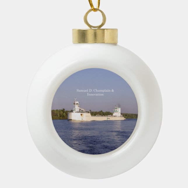 Samuel D. Champlain & Innovation Keramik Kugel-Ornament (Vorderseite)