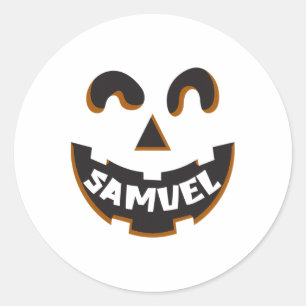 Samuel Jack O' Lantern Pumpkin Kids Custom Hallowe Runder Aufkleber