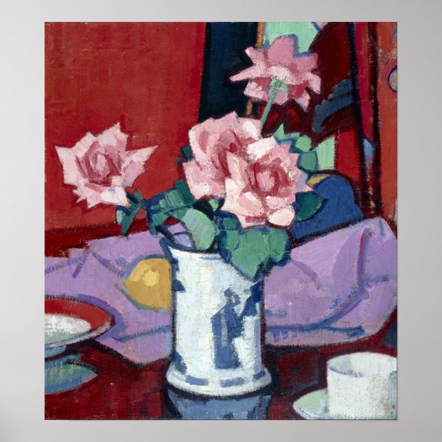 Samuel John Peploe Pink Roses, chinesische Vase Poster (Vorne)