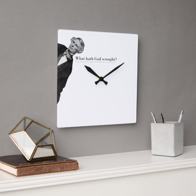 Samuel Morse Code Meme - Was hat Gott geschafft? Quadratische Wanduhr (Büro)