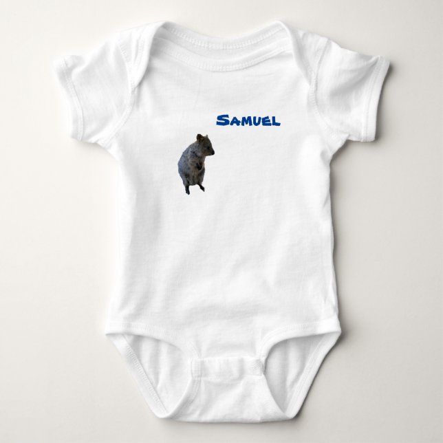 Samuel Name mit Aussie Quokka, Baby Bodysuit Baby Strampler (Vorderseite)