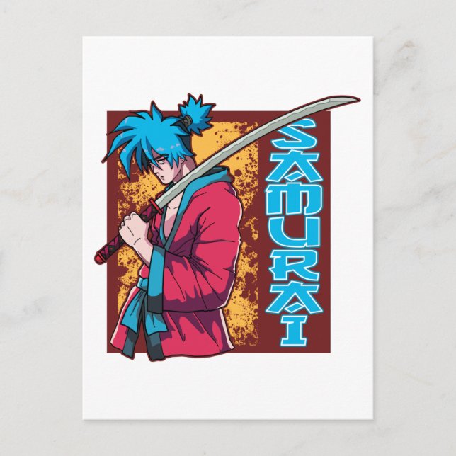 Samurai Anime Lover Manga Kawaii Otaku Postkarte (Vorderseite)