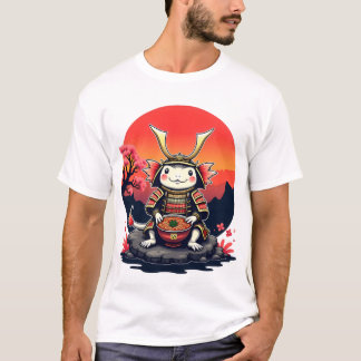 Samurai Axolotl mit Ramen Bowl T-Shirt