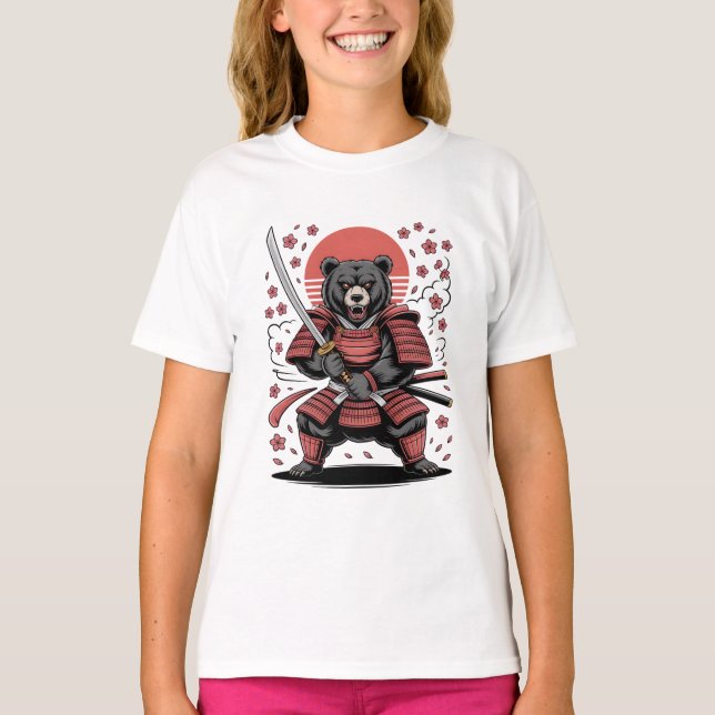 Samurai-Bär Basic-T-Shirt für Kinder T-Shirt (Vorderseite)