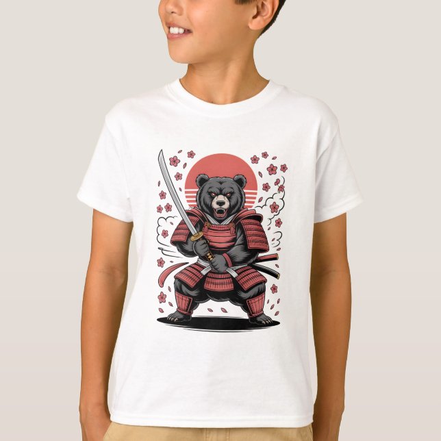Samurai-Bär Basic-T-Shirt für Kinder T-Shirt (Vorderseite)