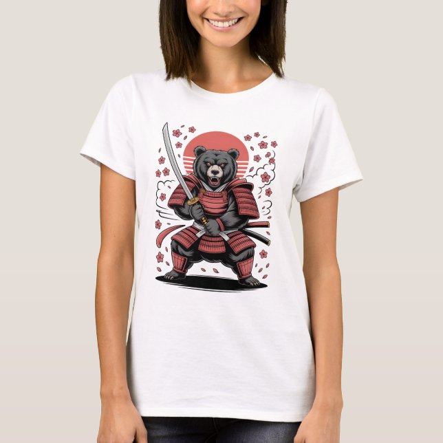 Samurai-Bär Damen Basic T-Shirt (Vorderseite)