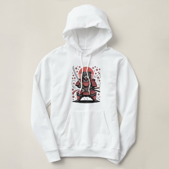 Samurai Bear Adult Pullover Hoodie (Design vorne)