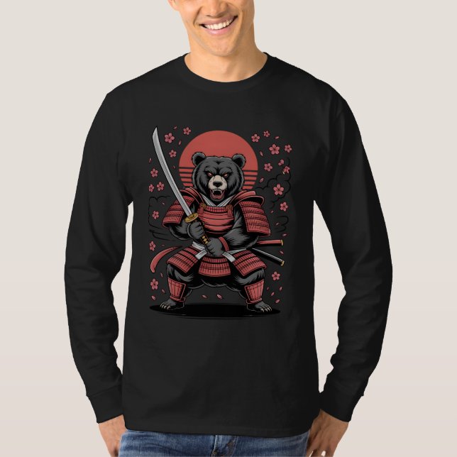Samurai Bear Long Sleeve T-Shirt (Vorderseite)