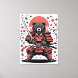 Samurai Bear Stretched Canvas Print Leinwanddruck