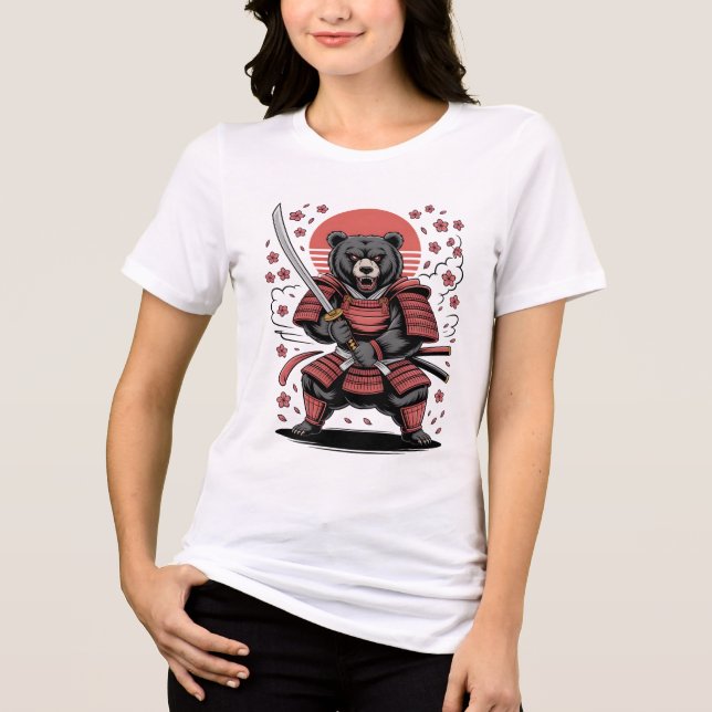 Samurai Bear  Women's Tri-blend T-Shirt Tri-Blend Shirt (Vorderseite)