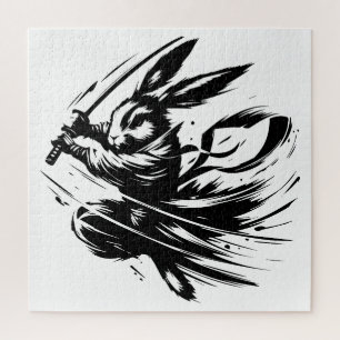 Samurai Bunny Black Ink Warrior Rabbit