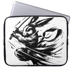 Samurai Bunny Black Ink Warrior Rabbit Laptopschutzhülle