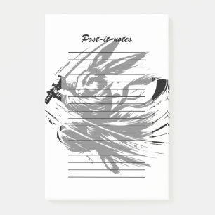Samurai Bunny Black Ink Warrior Rabbit Post-it Klebezettel