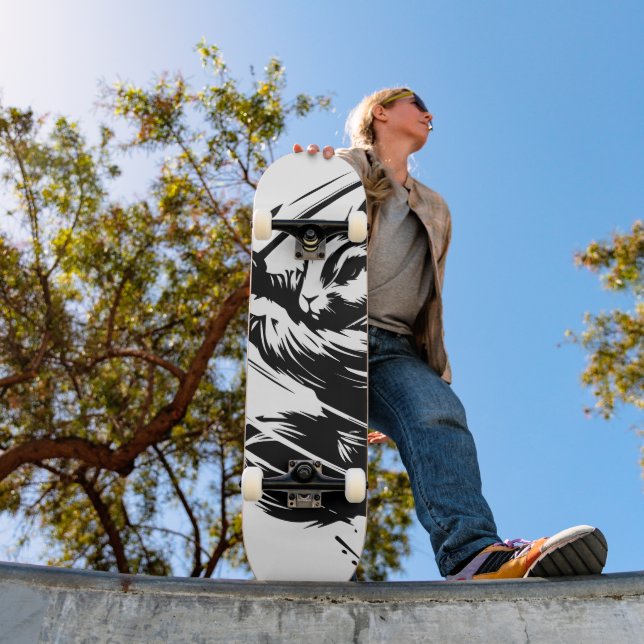 Samurai Bunny Black Ink Warrior Rabbit Skateboard (Außenbereich 1)