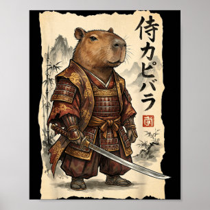 Samurai Capybara Japanische Kunst Vintage Grafik L Poster