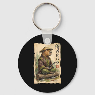 Samurai Capybara Japanische Kunst Vintage Grafik L Schlüsselanhänger