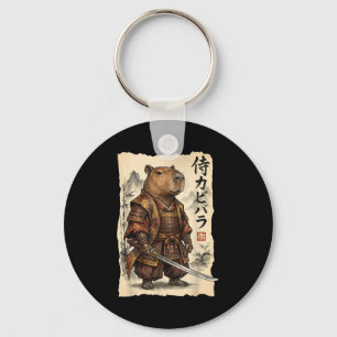 Samurai Capybara Japanische Kunst Vintage Grafik L Schlüsselanhänger