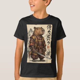 Samurai Capybara Japanische Kunst Vintage Grafik L T-Shirt