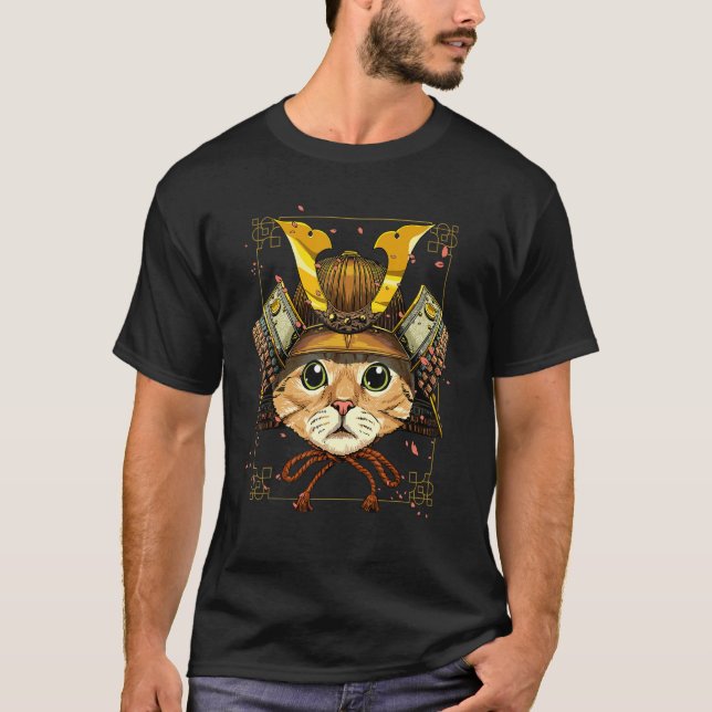 Samurai Cat Armor Japanese Warrior Bushido Japanes T-Shirt (Vorderseite)