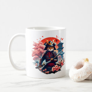 Samurai Cat Graphic Warrior Vintag Japanisch Anime Kaffeetasse