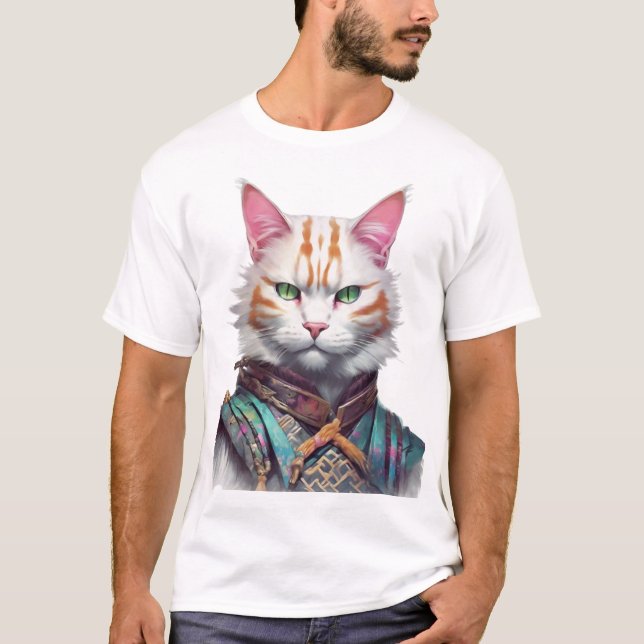 Samurai Cat Guardian T-Shirt (Vorderseite)