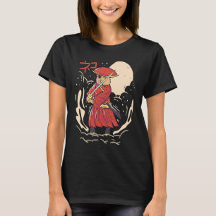 Samurai Cat Illustration Japanisch Niedlich Grafik T-Shirt