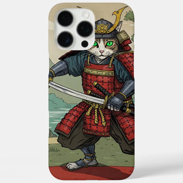 Samurai Cat iPhone 16 Pro Max Hülle (Rückseite)