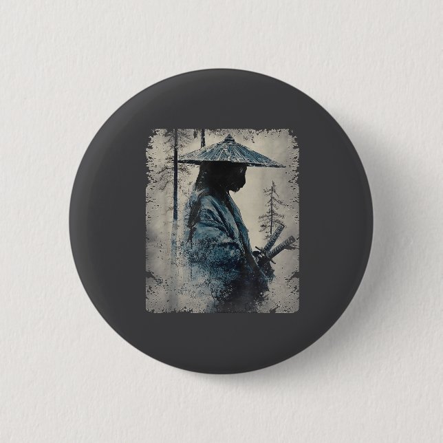 Samurai Cat Japanese Art Anime Men Women Kids Grap Button (Vorderseite)