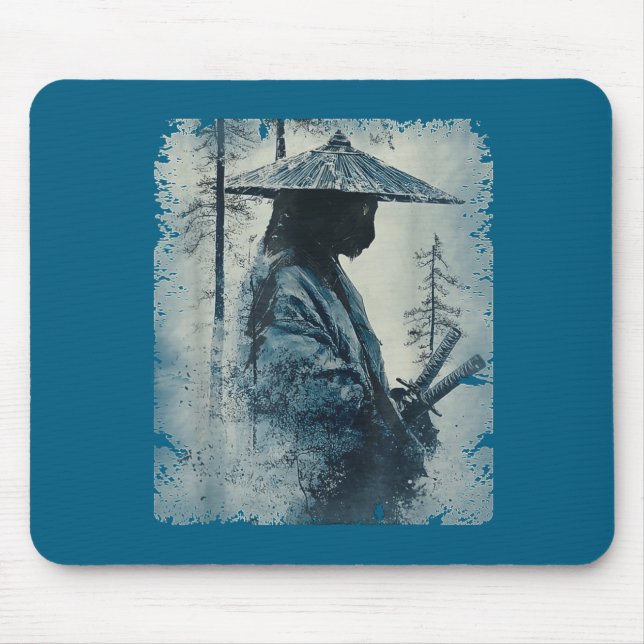 Samurai Cat Japanese Art Anime Men Women Kids Grap Mousepad (Vorne)