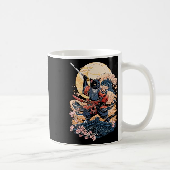 Samurai Cat Japanese Cat Anime Ninja Kaffeetasse (Rechts)