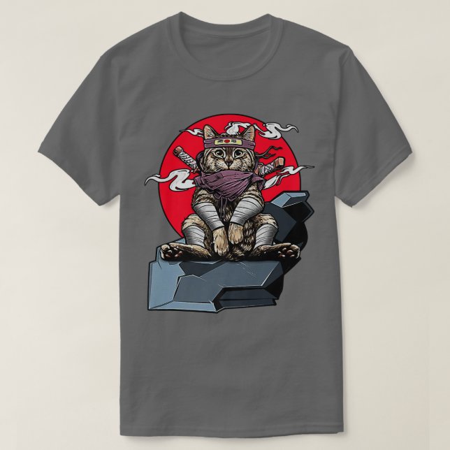 Samurai Cat Japanese Katana Warrior Ninja Sword Vi T-Shirt (Design vorne)