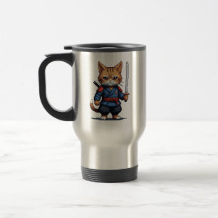 Samurai Cat Pixel Art Reisebecher