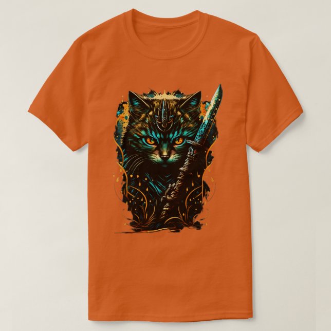Samurai Cat The Feline Warrior T-Shirt (Design vorne)