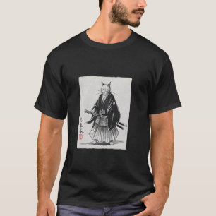 Samurai Cat Ukiyo-e Ink Art u2013 Japanischer Krie T-Shirt