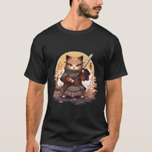 Samurai Cat Warrior Japanisch Ninja Cat Kawaii T-Shirt