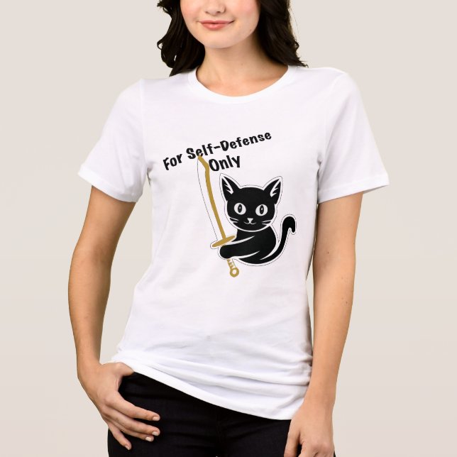 Samurai Cat Warrior - Niedlich Ninja Kitten mit Sc Tri-Blend Shirt (Vorderseite)