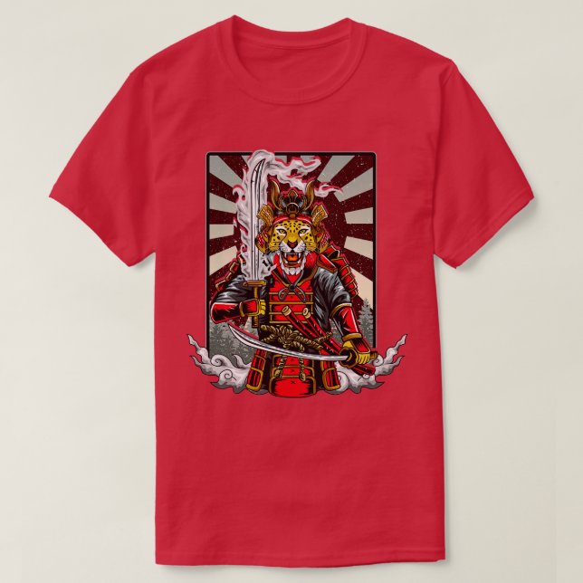 Samurai Cheetah Warrior Japan T-Shirt (Design vorne)