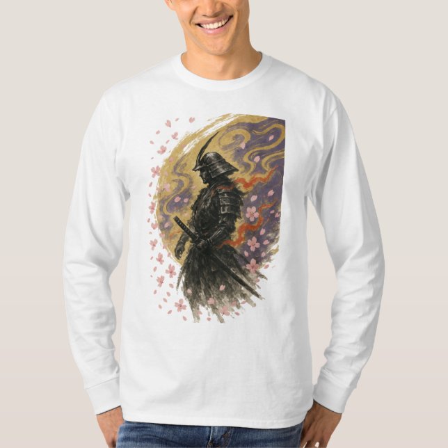 【Samurai Cherry Blossom Long Sleeve T-Shirt】 T-Shirt (Vorderseite)