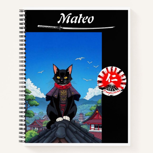 Samurai Compassion Chat Carnet Spiral (Devant)