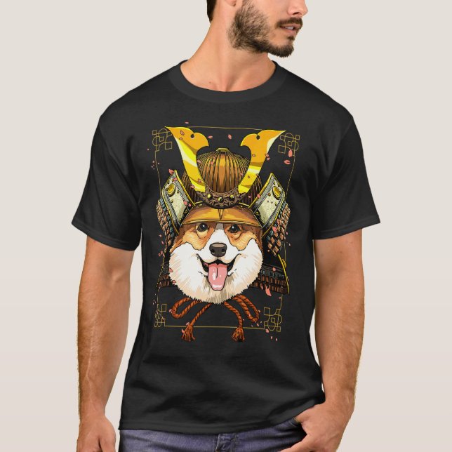 Samurai Corgi Hund Krieger Samurai Corgi T-Shirt (Vorderseite)