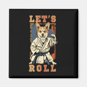 Samurai Corgi in Jiu Jitsu Gi Bjj Life Brazilian K Magnet