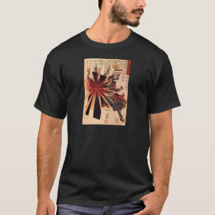 Samurai, der gegen explodierende Muschel T-Shirt