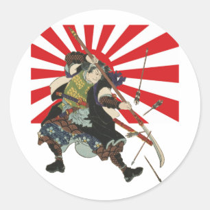 Samurai-Flaggenaufkleber Runder Aufkleber