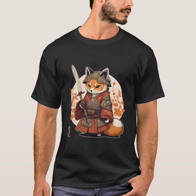 Samurai Fox Warrior Japanese Ninja Fox Kawaii T-Shirt (Vorderseite)