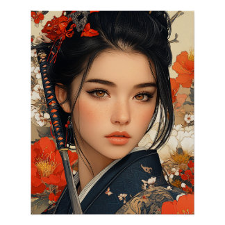 Samurai Frau, Samurai Warrior Frau Poster