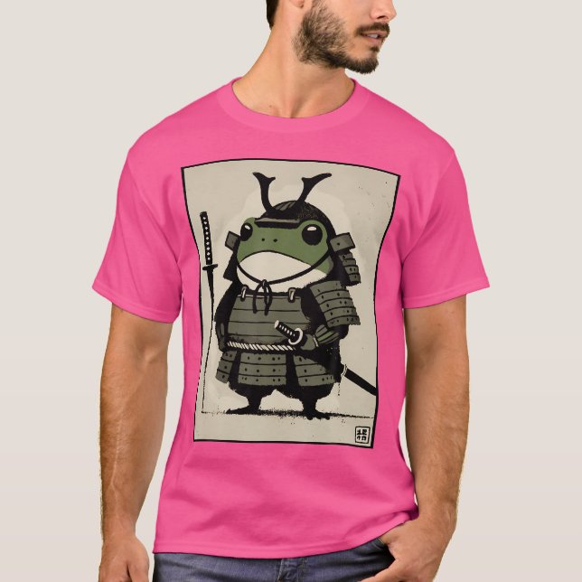 Samurai Frog Ukiyo-E Warrior Art T-Shirt (Vorderseite)