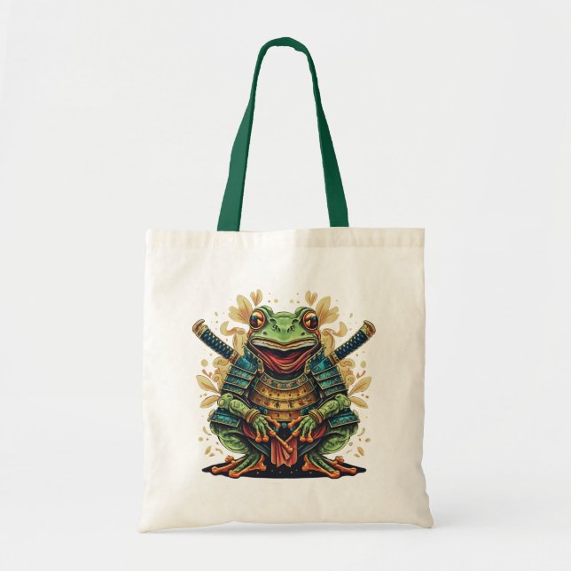 Samurai frog warrior Budget Tote Tragetasche (Vorne)