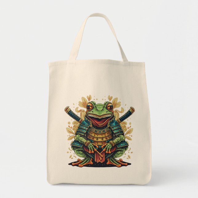 Samurai frog warrior Grocery Tote Tragetasche (Vorne)